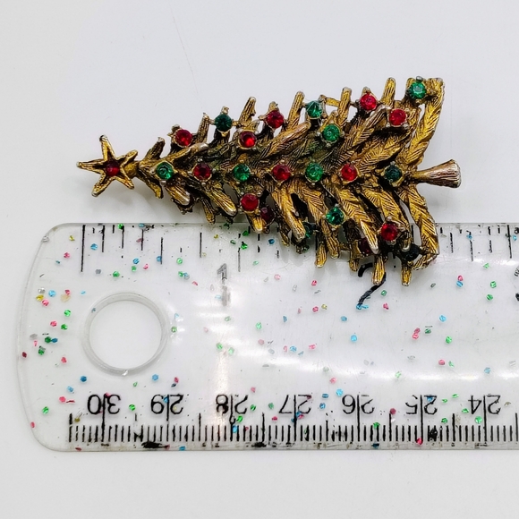 Vintage Holiday Rhinestone Christmas Tree Brooch - Picture 5 of 5